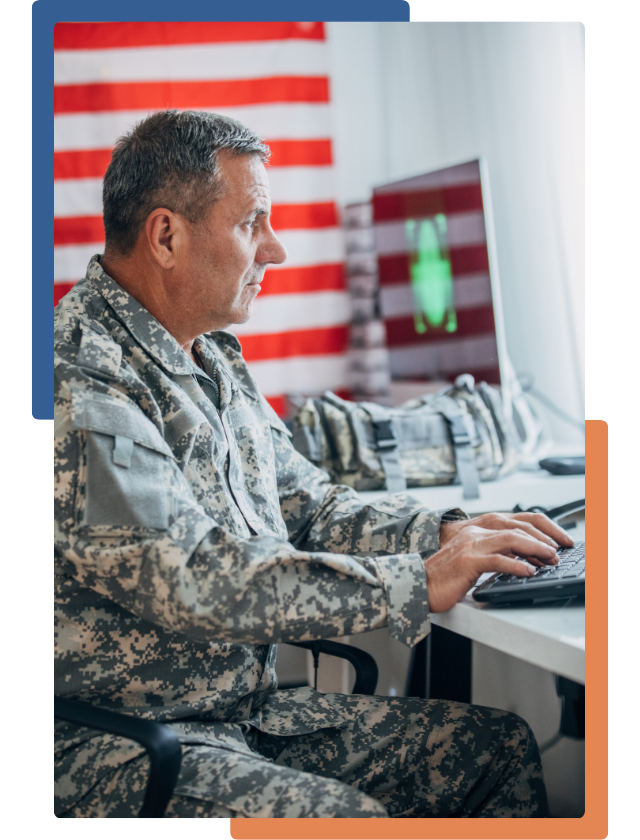 Soldier Using Computer